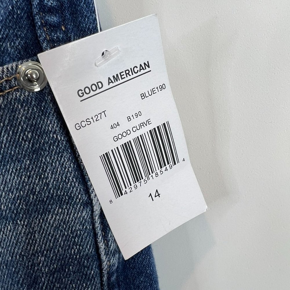 NWT Good American Good Curve Denim Jeans Flared Medium Wash Size 14/32 - Picture 8 of 11